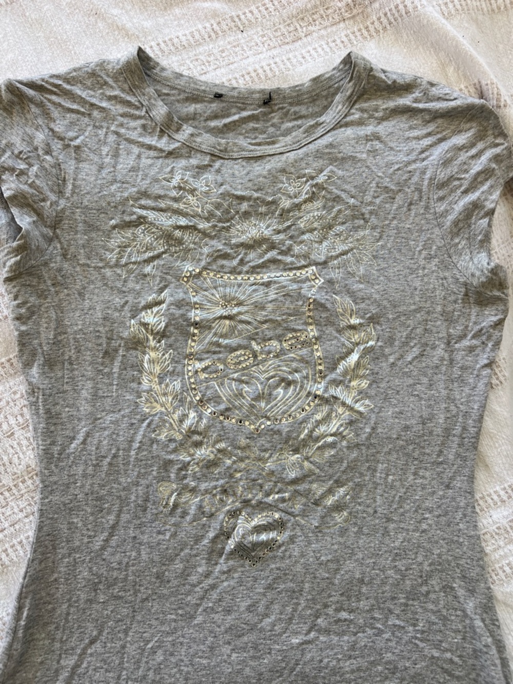 Bebe Classic Gray Embellished Women's Tee